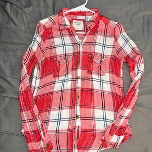 Abercrombie & Fitch Pink and White Plaid Women's Shirt